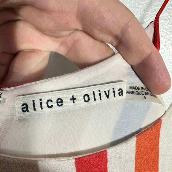 Alice & Olivia Dress Janan Rainbow Striped Maxi Belted Sleeveless Maximalist 8 - Picture 4 of 14